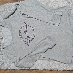 Lucky Brand Light Gray Long Sleeve Tee with Purple Logo
